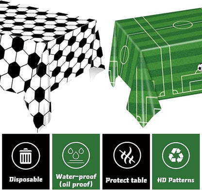 2 Packs Soccer Tablecloth Plastic 54 X 108Inch, Soccer Party Decorations Table Cloth Disposable Rectangle Sports Ball Table Cover for Soccer Birthday Party Supplies (Soccer)
