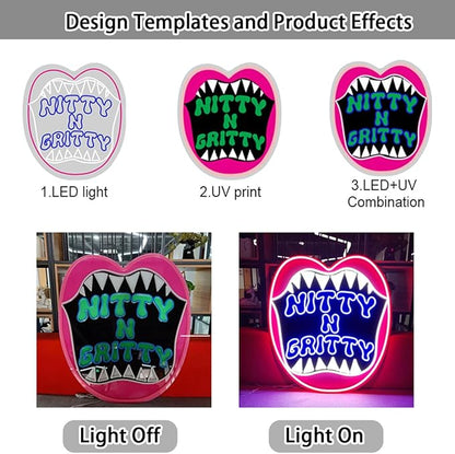 Custom LED Neon Sign, Personalized UV Printed Business Logo, Customizable for Salons, Beauty, Nail Studios, Shops & Home Decor, Light Up Name or Image Neon Sign