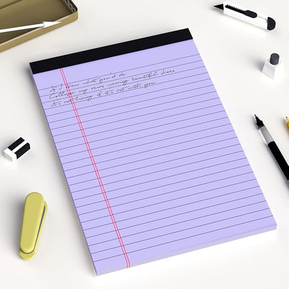 6pcs Small Legal Pad 5x8 College Ruled Purple Legal Pads Notepads 6 Pack Study Back Writing Pads 5 x 8 Perforated Narrow Ruled Pads of Paper Purple