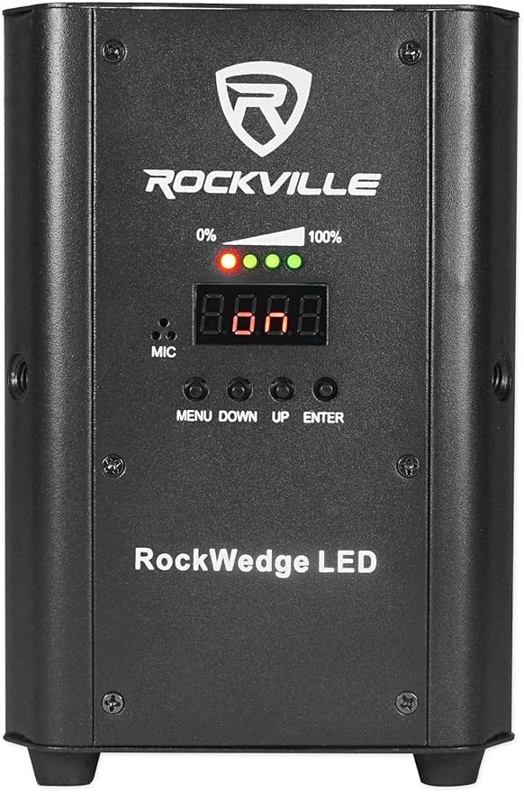 Rockville RockWedge LED 54W RGBWA+UV Battery Powered Par Light, Wireless DMX, Rechargeable, Compact Design, for DJs and Events