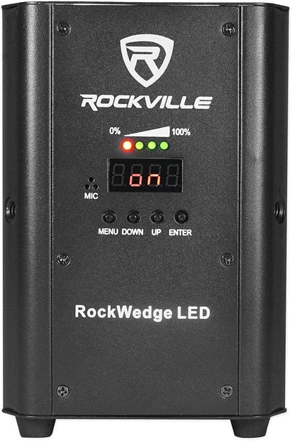 Rockville RockWedge LED 54W RGBWA+UV Battery Powered Par Light, Wireless DMX, Rechargeable, Compact Design, for DJs and Events