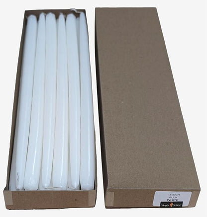 Elegant 18 Inch White Taper Candles, Very Tall Premium Quality Candles, Hand-Dipped, Dripless, Smokeless and Unwrapped Bulk Pack for Events - Set of 12 (18 Inches, White)