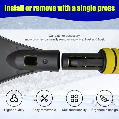 24 Inch Car Snow Scraper and Brush, Detachable Scratch Free Ice Scraper with Ergonomic Foam Grip, Universal Winter Snow Removal Tool for Car Windshield Window (Yellow)