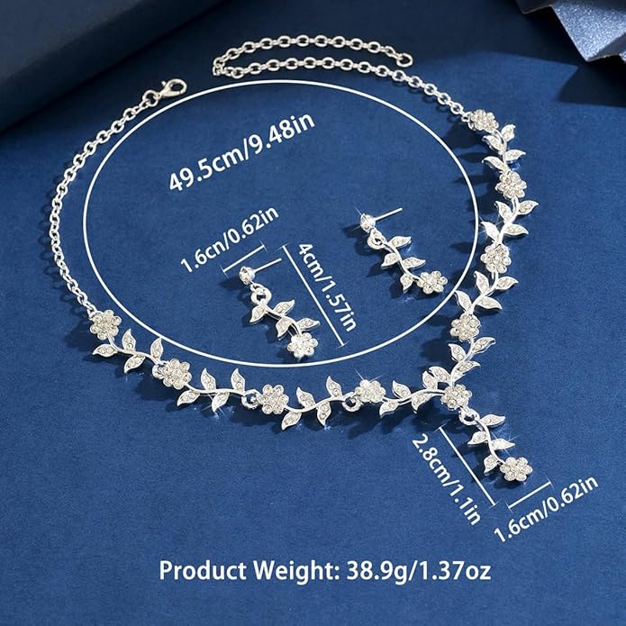Kamirola Tiaras and Crowns for Women,Tiaras Earrings Necklace, Crystal Bridal Jewelry Set (TR48)