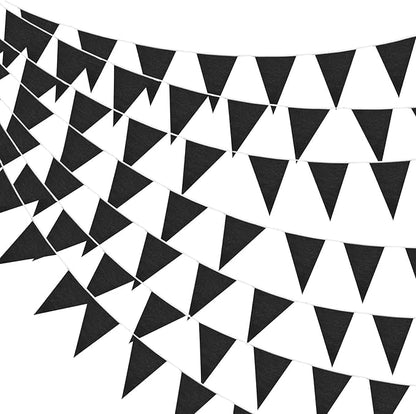 100 Feet Pennant Banners Flags 75 Solid String Triangle Flags for Grand Opening, Carnival Theme Birthday Party Decoration Outdoor Events Classroom Decoration(Black)