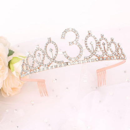CIEHER 3th Birthday Party Supplies: Crown, Sash, Pearl Pin Set - Decorations for Little Girls' Special Day