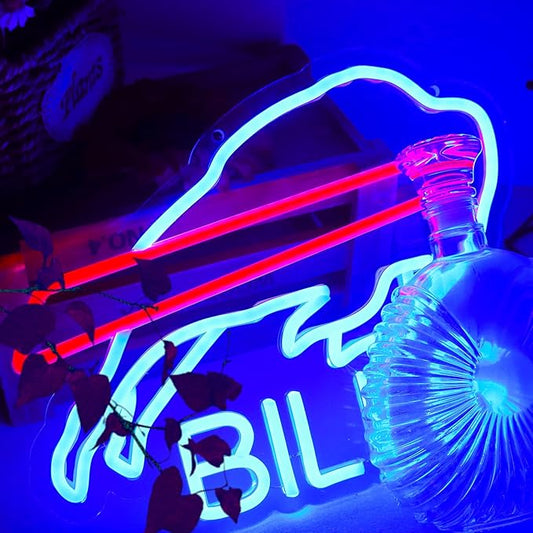 JFLLamp Buffalo Football Neon Signs for Wall Decor Neon Lights for Business Led Signs Suitable for Man Cave Restaurant Office Bar Pub Led Art 5V Power Adapter