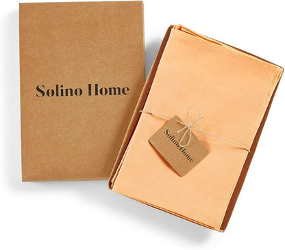 Solino Home Linen Napkins Set of 4-100% Pure Linen Peach Dinner Napkins Cloth 20 x 20 Inch - Fete, Handcrafted and Machine Washable