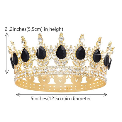 Queen Crown Rhinestone Wedding Crowns and Tiaras for Women Costume Party Hair Accessories Princess Birthday Crown Crystal Bridal Crown (Golden&black Crown)