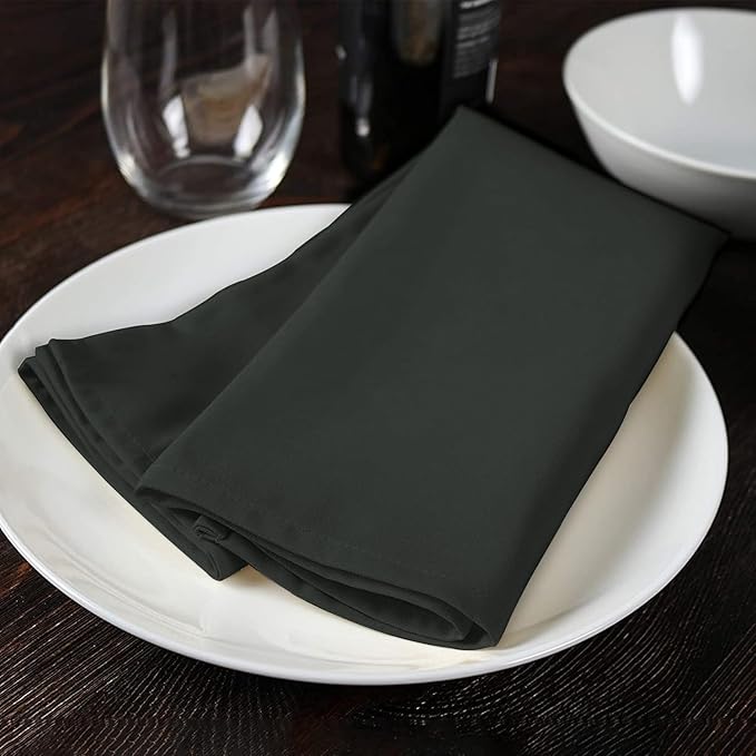 Grey Cloth Napkins Bulk (Pack of 24) - 100% Polyester Dinner Linen Napkins Cloth Washable & Reusable - Durable with Hemmed Edges - Ideal for Parties and Weddings (17x17 Inches)