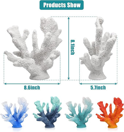 Accessoryway Santorini Blue Coral Reef Decor for Home -Faux Coral Reef Beach Centerpiece Room Table Decorations,Ocean Nautical Themed Party Decor & Beach Decorations for Home Bathroom -8.2"