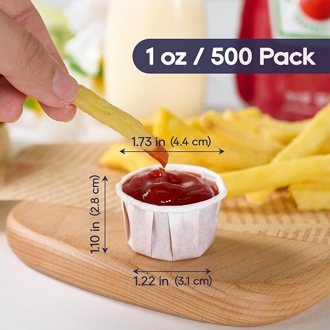 LITOPAK 500 Pack 1 oz Paper Souffle Cups, Disposable Paper Medicine Cups for Tasting Pills, Food Dessert, and Condiments