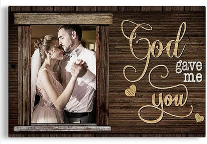 Dem Canvas Personalized Canvas Prints, Custom Photo And Name, God Gave Me You, Wedding Gifts For Couple Anniversary Wedding Engagement Gift For Couples Canvas (36x24)