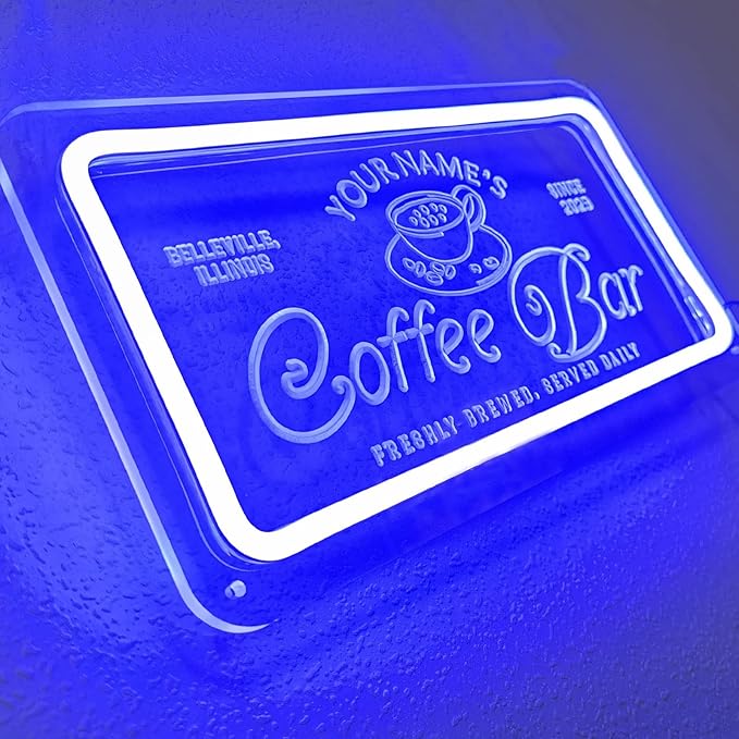 Custom Coffee Bar Neon Sign, Personalized LED Neon Lights for Wall Decor, Handmade 3D Art Coffee Bar Light up Signs Night Lamp for Coffee Bars/Station/Shops Kitchen Cafe Decoration