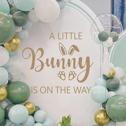 A Little Bunny is On The Way Sign Balloon Arch Decor Sticker，Baby Shower Party Rabbit Themed Decal Sign，Gender Reveal Party Decorations, for Spring Easter Rabbit Themed Baby Shower