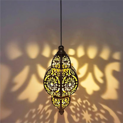 Hanging Solar Lights Garden Lights Metal Moroccan Lamp Waterproof for Outdoor Hanging Decor Yard Backyard Garden Decorative (1 Pack, Bronze)