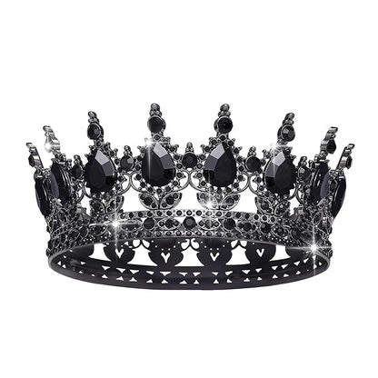 Queen Crown Rhinestone Wedding Crowns and Tiaras for Women Costume Party Hair Accessories Princess Birthday Crown Crystal Bridal Crown (Black & Crown)