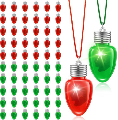 Yinkin 60 Pcs Christmas Light up Necklace for Adults Flashing Necklaces Christmas Accessory for Xmas Party Favors Stocking Stuffers Christmas Ornaments Decoration Party Supplies (Bulb)