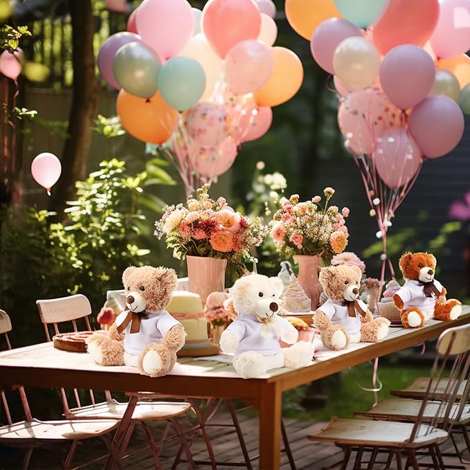 Soulchen 6 Set Bear Blindfolded Diaper Changing Baby Shower Games 14 Inch Bear Plushes with Dolls Diapers Bottles Shirts for Gender Reveal Bridal Shower Game Prize Gift Guest Adult(Khaki,Brown,Beige)