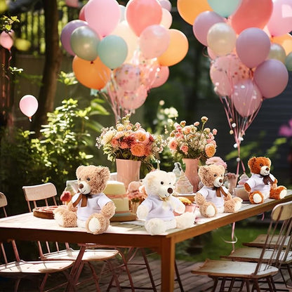 Soulchen 6 Set Bear Blindfolded Diaper Changing Baby Shower Games 14 Inch Bear Plushes with Dolls Diapers Bottles Shirts for Gender Reveal Bridal Shower Game Prize Gift Guest Adult(Khaki,Brown,Beige)