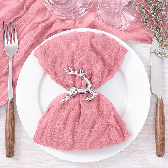 Socomi Mauve Cheesecloth Napkins Fall Thanksgiving Cheese Cloths Gauze Set of 10 Boho Washable Dinner Table Napkins for Wedding Party Baby Shower Birthday Party Decor