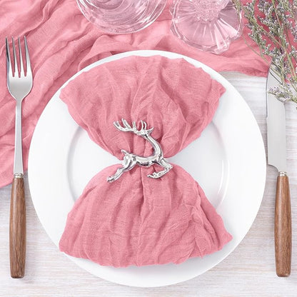 Socomi Mauve Cheesecloth Napkins Fall Thanksgiving Cheese Cloths Gauze Set of 10 Boho Washable Dinner Table Napkins for Wedding Party Baby Shower Birthday Party Decor
