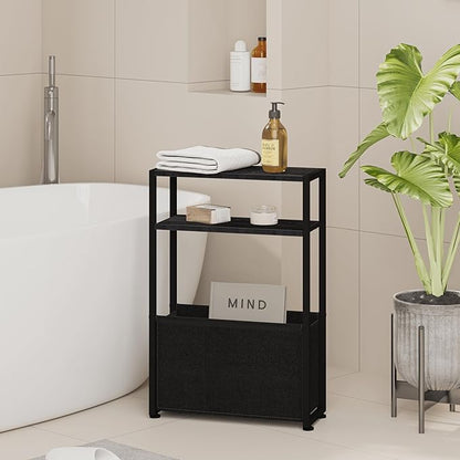 Narrow Side Table, Slim Side Table with Magazine Rack, Bathroom Table for Small Spaces, Narrow Bedside Table for Living Room, Bedroom | with Magazine Rack, Bathroom Table, for Small Spaces, for Living Room, Bedroom