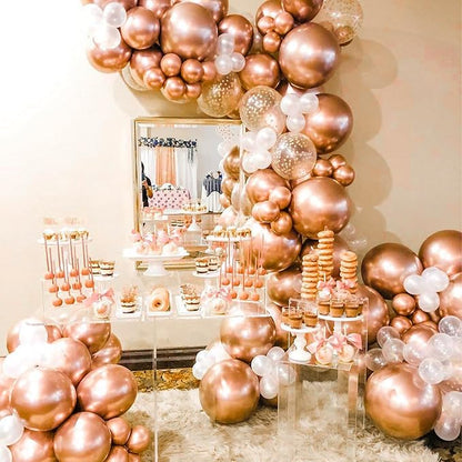 PartyWoo Metallic Rose Gold Balloons, 50 pcs 5 Inch Rose Gold Metallic Balloons, Rose Gold Balloons for Balloon Garland or Arch as Bachelorette Party Decorations, Wedding Decorations, Rose Gold-G107