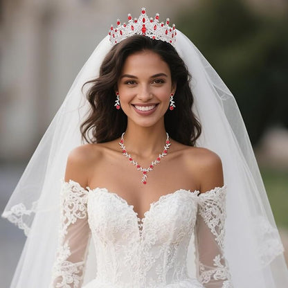 Kamirola Tiaras and Crowns for Women,Tiaras Earrings Necklace, Crystal Bridal Jewelry Set (TR48)