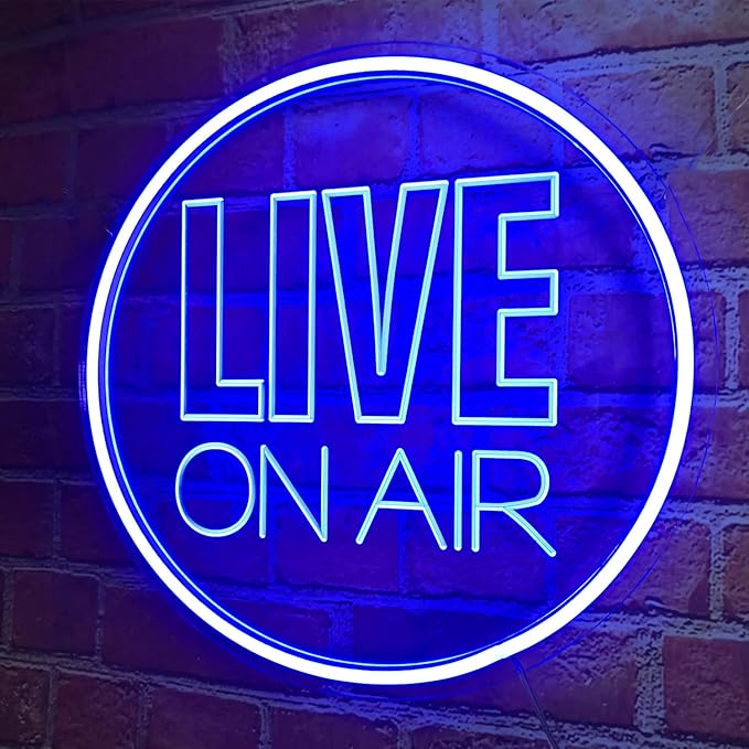Personalized Live On Air Neon Sign, Custom Color Neon Live On Air 3D Art Led Sign, Dimmable Wall Décor Round Live On Air Streaming LED Night Light for Streamer, Game Room, Studio Decoration(Custom)