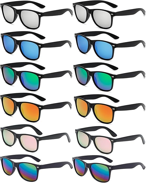 Eyegla 8/12/18 Pack Neon Sunglasses Bulk Colorful Multipack Party Sunglasses Retro Glasses Party Favor for Adult Men Women