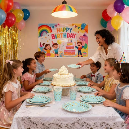 175 Pcs Blue and Gold Paper Plates and Napkins Set, Disposable Dinnerware for 25 Guests for Birthday Wedding Baby Shower