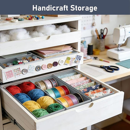 DIMJ Drawer Organizer Clothes, 12 Pack Dresser Organizer, Foldable Closet Organization and Storage Dividers, Fabric Dresser Drawer Organizers for Underwears, Nursery, Baby Clothes, Socks, Tie (Grey)
