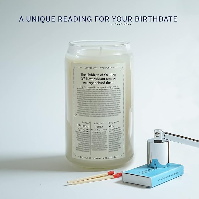 Birthdate Candles, October 27 - Scorpio Zodiac Scented Candles Birthday Gift - Bergamot, Cinnamon & Mahogany Scent - All-Natural Soy & Coconut Wax, 60-80 Hour Burn Time - Made in USA
