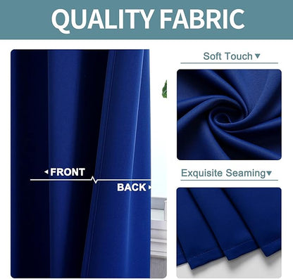 ChrisDowa Room Divider Curtain 90 Inches Long, Wide Blackout Sliding Door Curtain for Bedroom, Room Darkening Privacy Window Curtain for Patio Door (1 Panel Set, Royal Blue, 100 x 90 Inch)