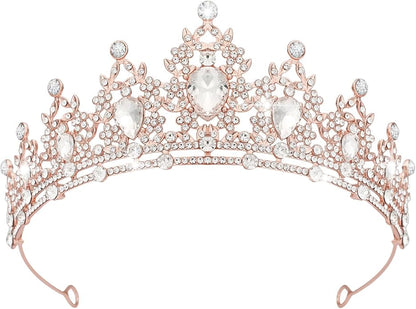 Crystal Tiaras & Crowns for Women, Bride Royal Queen Headband Princess Headpieces for Birthday Cake Crown & Prom Pageant Party