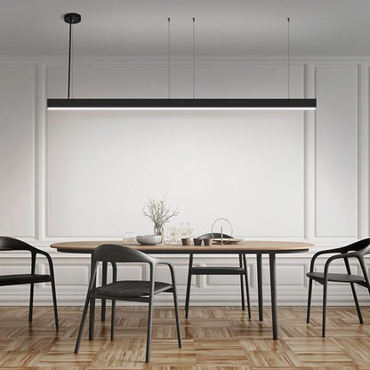 8FT Linkable LED Linear Light, 100W 100-130v Seamless Connection, 3 Mode Triac Dimmable Linear led Light Fixture, 3000-6000K Color Changing, Dimmable Hanging Office Shop Light, Black