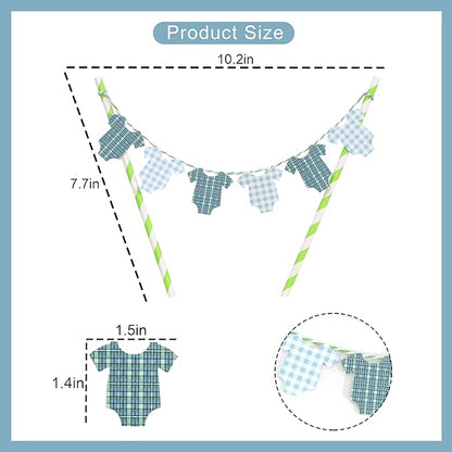 Green Baby Shower Cake Topper - Green Bodysuit Gingham Cake Topper,Gender Reveal Decor,Baby Shower Cake Decorations,Gingham Onesie Party Decorations (green-1)