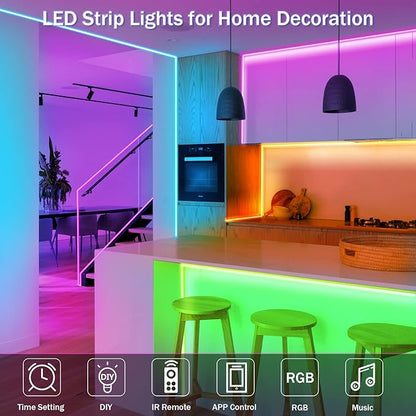 KEELIXIN 65.6ft LED Lights for Bedroom, Music Sync RGB LED Strip Lights with APP & Remote Control, Luces LED para Cuarto, Bluetooth LED Lights for Room, Home Decoration