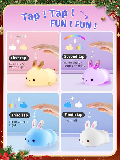 One Fire 【Gifts Package】 Bunny Night Light for Kids Lamp, 16 Colors & Remote Rechargeable Kids Night Lights for Bedroom, Cute Gifts for Girls Gifts for Women