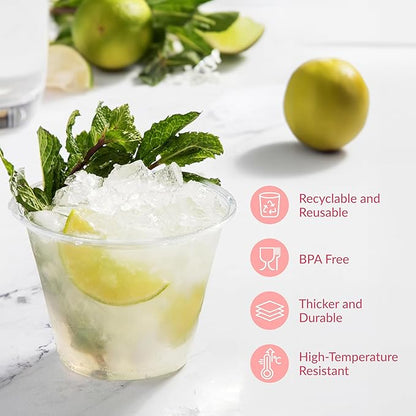 Prestee 400 Pcs Clear Plastic Party Cups Disposable - 9 oz Clear Plastic Cup for Cold Beverages, Cocktails, Smoothies, and Desserts - Durable PET Cups for Gatherings, Events, and Catering