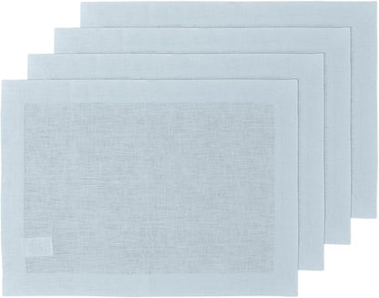 Solino Home Linen Placemats Set of 4 - Ice Water Placemats 14 x 19 Inch - 100% Pure Linen Table Place Mats for Christmas, Holiday, New Year - Fete