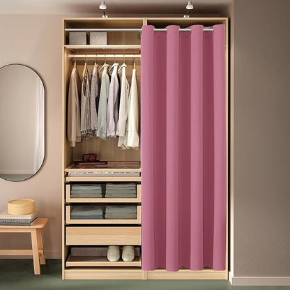 ChrisDowa Blackout Door Curtains for Doorway Privacy, Grommet Closet Curtains for Bedroom Closet Door, Thermal Insulated Temporary Doorway Cover Room Divider Drapes (1 Panel, Pink, 42 x 80 Inch)