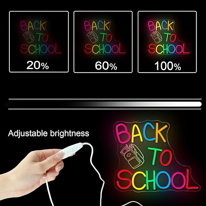NOSUN Back to School Neon LED Sign Classroom Colorful Opens Party Wall Decorations Welcome to New Semester LED Lamp First Day of School Neon Lights as Gift for Students Son Daughter Boys Girls Teenagers