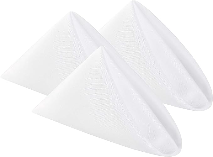 Cloth Napkins 17x17 inch Washable Polyester Dinner Napkins Soft Table Napkins for Wedding Party Dining Banquet(White,25PCS)