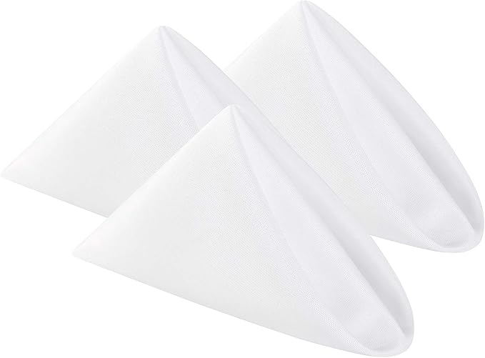Cloth Napkins 20x20 inch Washable Polyester Dinner Napkins Soft Table Napkins for Wedding Party Dining Banquet(White,100PCS)
