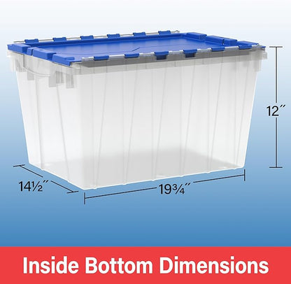 Akro-Mils KeepBox 12 Gallon Storage Container, Nesting and Stackable Plastic Storage Box with Lid Attached, Organizer Tote for Garages, Closets, and Moving, 21-1/2" x 15" x 12-1/2", Red/Green, 6-Pack
