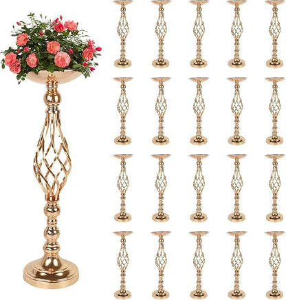 20 Pcs Metal Flower Arrangement Stand, 22.8 Inch Tall Wedding Flower Centerpieces Stand Gold Elegant Metal Flower Vase Candelabra Candle Holder for Wedding Table Decor Birthday Home Decor