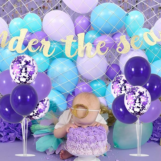 TONIFUL Purple Balloon Stand Centerpiece Table Decorations for Birthday,Baby Shower,Wedding,Engagement, Mother's Day,Graduation,Halloween,Party Decorations(4 Set)