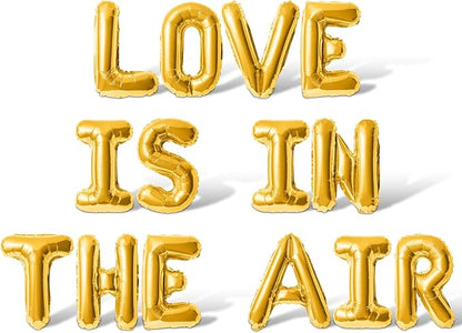 Letter Balloons - LOVE IS IN THE AIR 16" Inch Alphabet Letters Foil Mylar Balloon Valentines Day Party Banner (Gold)